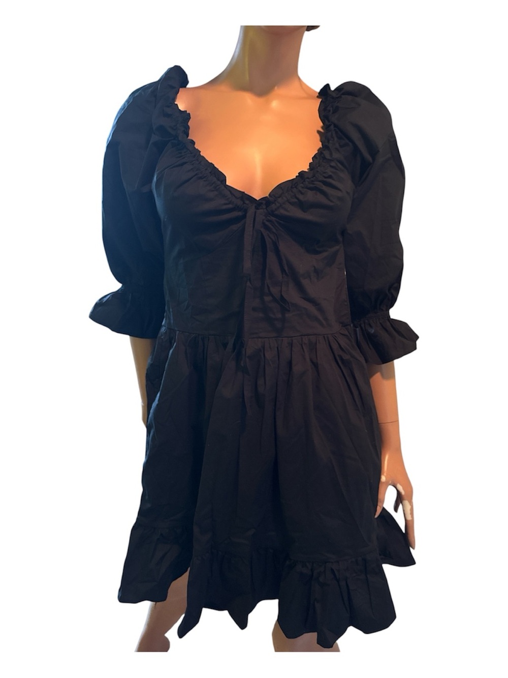 Hill House Samantha Small Black Ruffled New With Tags Mini Dress cotton/spandex